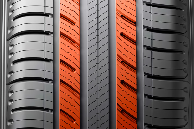 Close-Up View of Tread Blocks